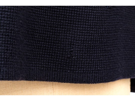 Salvatore Ferragamo Navy Blue Knit Wool Button Front Sweater, Size M