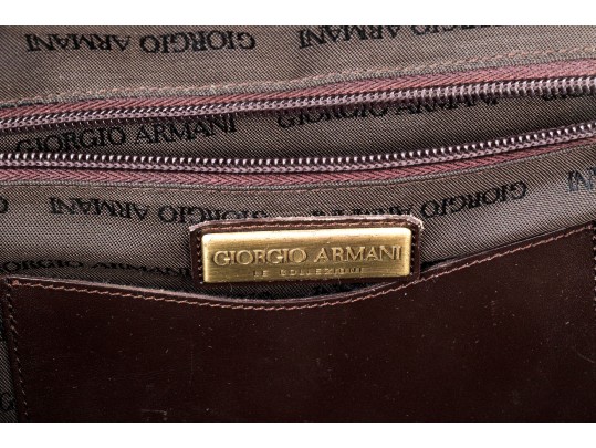 Giorgio Armani Handsome Brown Leather Top Handled Bag