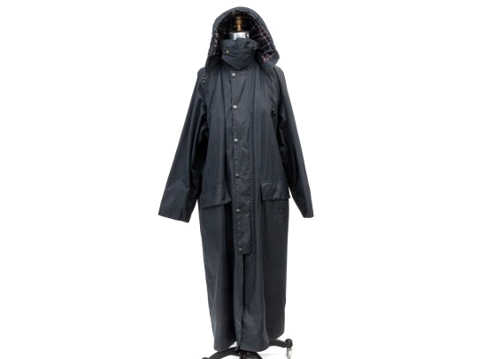 Barbour Fabulous Vintage Navy Blue Burghley Long Waxed Cotton Coat