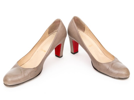 Christian Louboutin Classic Taupe Leather Pumps, Size 41 1/2
