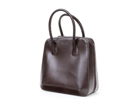 Giorgio Armani Handsome Brown Leather Top Handled Bag