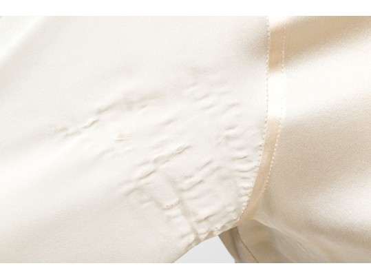 Ralph Lauren Black Label Lovely Ivory Silk Tuxedo Motif Blouse, Size 10