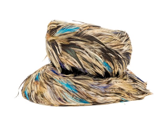 Jille Original Striking Vintage Brown Multi-toned Feather Hat