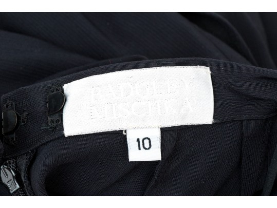 Badgley Mischka Striking Bejeweled Black Belted Suit, Size 10