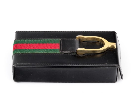 Gucci Handome Vintage Black Leather Travel Case