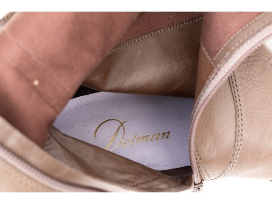 Delmain Beautiful Taupe Vero Cucio Leather Knee Length Boots, Size 10