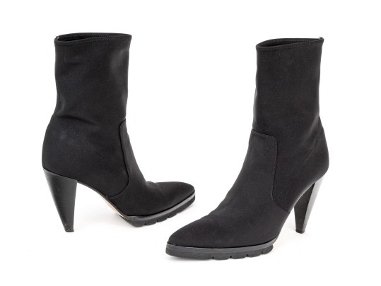 WSteiger Fabulous Hand Made Black Material Ankle Boots, Size 40