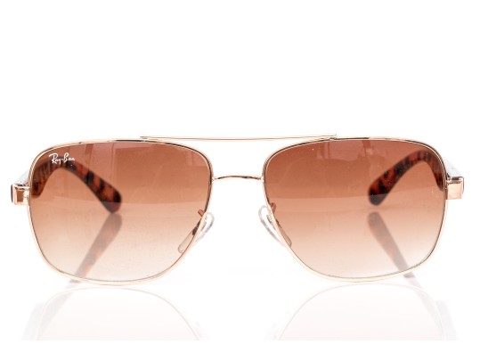 Ray-Ban Brown Tortoise Pattern And Rose Metallic Trimmed Sunglasses