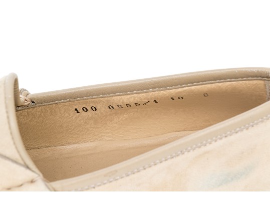 Gucci Striking Tan Suede Loafers With Gold-tone Horsebit, Size 10 B