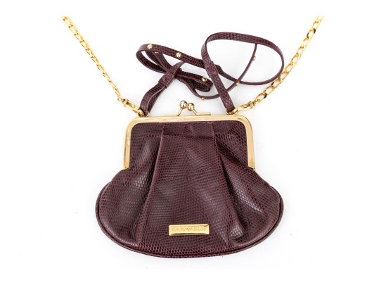 Giorgio Armani Lovely Burgundy Top Handled And Chain Motif Shoulder Purse