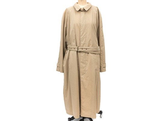 Giorgio Armani Classico Vintage Tan Oversized Belted Trench Coat, Size 42