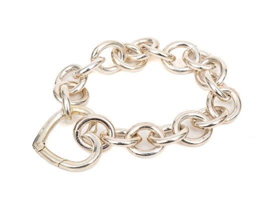 Tiffany & Co. Sterling Silver Chunky Link Bracelet With Heart Form Clasp