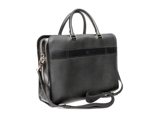 Louis Vuitton Black Epi Leather Top Zip Top Handle Briefcase, With Strap, Authenticated