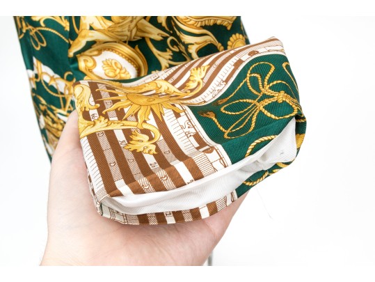 Louis Feraud Fabulous Green, Gold And White Ornate Silk Blazer, Size 12