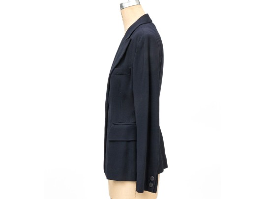 Donna Karan Vintage Classic Blue Wool Button Front Blazer, Size 8