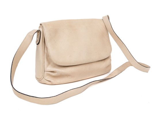 Bottega Veneta Ivory Leather Flap Style Shoulder Bag