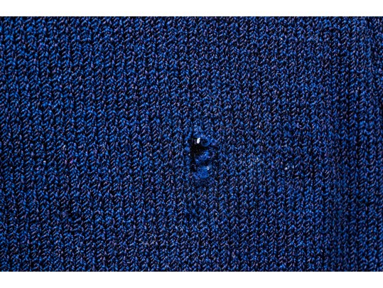 St. John Collection Navy Blue Button Front Long Knit Blazer, Size 4