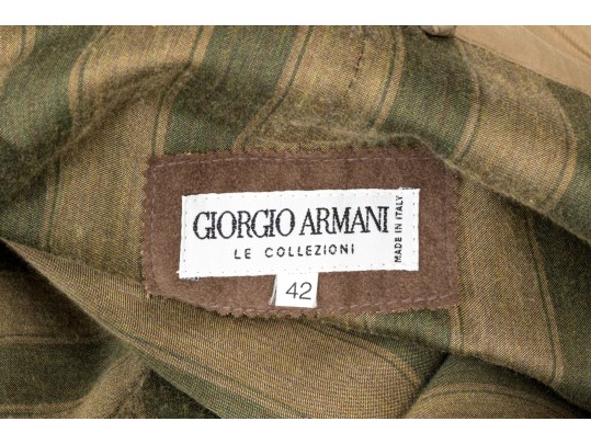 Giorgio Armani Classico Vintage Tan Oversized Belted Trench Coat, Size 42