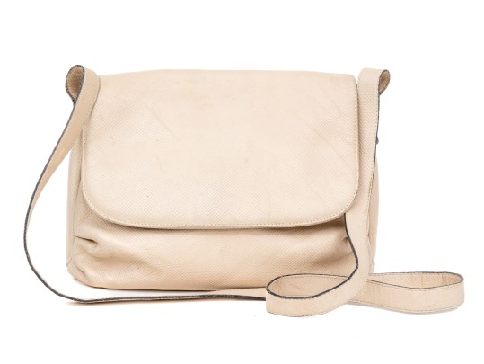 Bottega Veneta Ivory Leather Flap Style Shoulder Bag