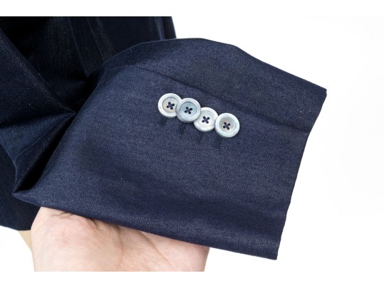 Loro Piana For Brooks Brothers Navy Blue Denim Style Button Front Blazer, Size 6