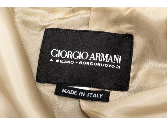 Giorgio Armani Vintage Black Label Tan Wool Button Front Blazer