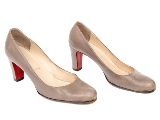 Christian Louboutin Classic Taupe Leather Pumps, Size 41 1/2