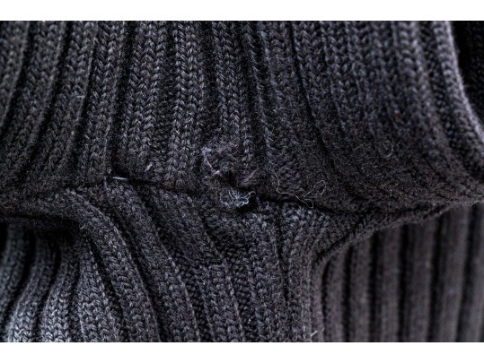 Giorgio Armani Le Collezioni Vintage Black Ribbed Button Front Sweater, Size 10