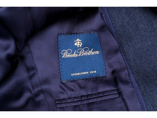 Loro Piana For Brooks Brothers Navy Blue Denim Style Button Front Blazer, Size 6