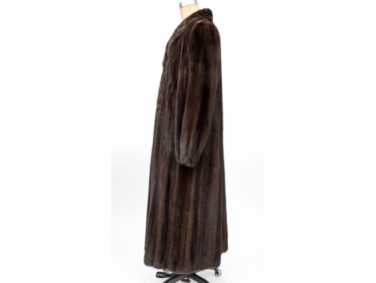 B. Altman Beautiful Vintage Collared Long Brown Mink Fur Coat, With Pockets
