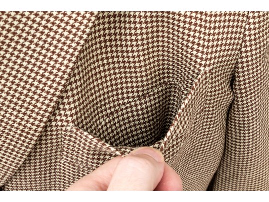 Giorgio Armani Classico Tan And Brown Houndstooth Three Button Blazer, No Size Tag