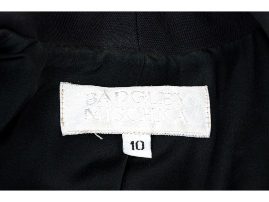 Badgley Mischka Striking Bejeweled Black Belted Suit, Size 10