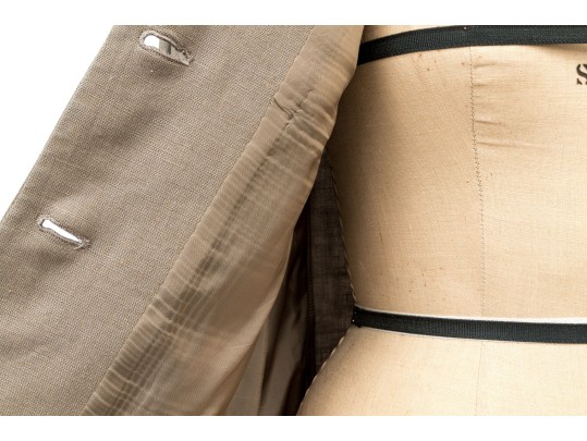 Giorgio Armani Vintage Black Label Tan Linen Button Front Blazer