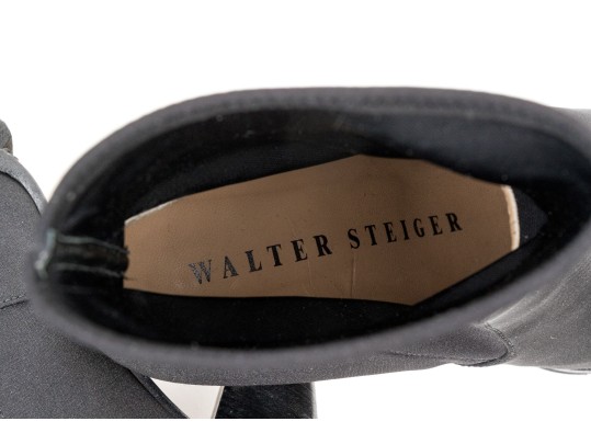 WSteiger Fabulous Hand Made Black Material Ankle Boots, Size 40