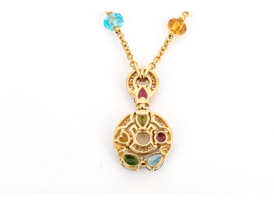 Bulgari 18k Yellow Gold Stunning Astrale Cherchi Colored Stone And Diamond Necklace
