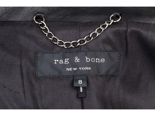 Rag & Bone Fabulous Leather Trimmed Quilted Mandarin Collar Blazer Size 8