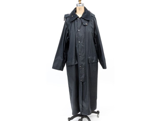 Barbour Fabulous Vintage Navy Blue Burghley Long Waxed Cotton Coat