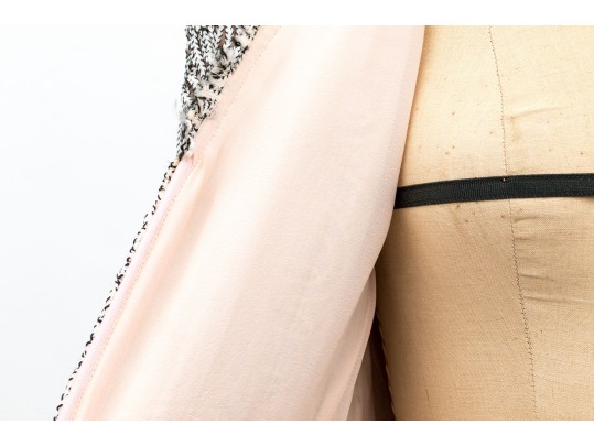 Akris Beautiful Silk Lattice Overlay Style Zip Front Top, Size 10