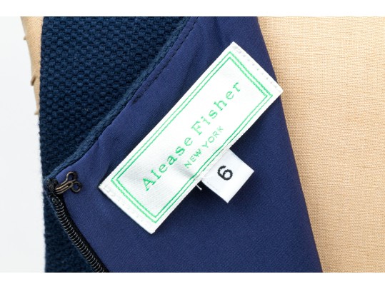 Alease Fisher Blue Cotton Bamboo Button Jacket And Dress Suit, Size 6