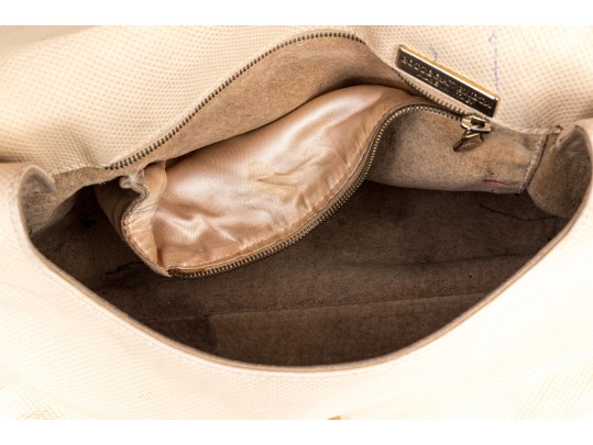 Bottega Veneta Ivory Leather Flap Style Shoulder Bag