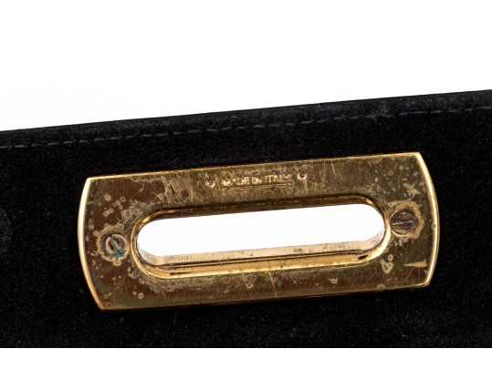 Ferragamo Handsome Black Patent Leather Top Handled Bag