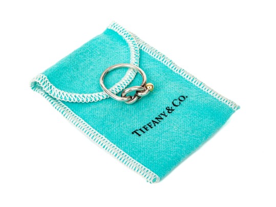 Tiffany & Co. Sterling Silver And 18k Striking Knot And Ball Style Ring, Size 6.75-