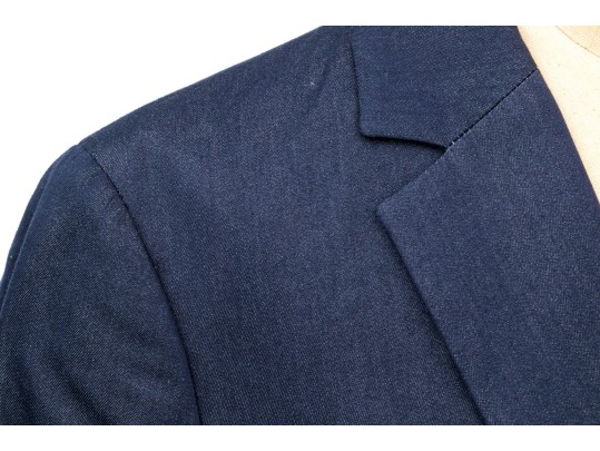 Loro Piana For Brooks Brothers Navy Blue Denim Style Button Front Blazer, Size 6