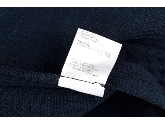 Akris Blackish Blue Wool Mandarin Collared Skirt Suit, Size 10