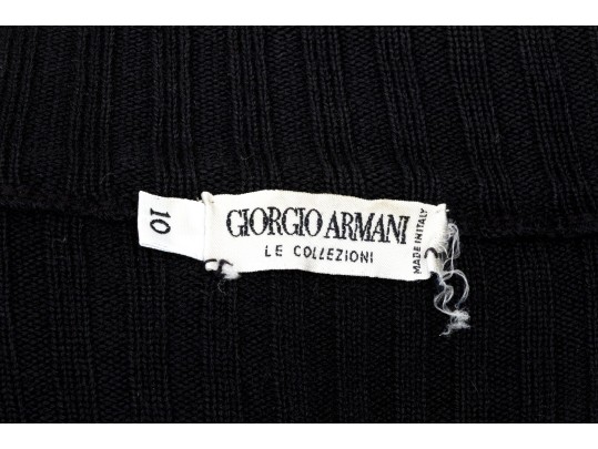 Giorgio Armani Le Collezioni Vintage Black Ribbed Button Front Sweater, Size 10