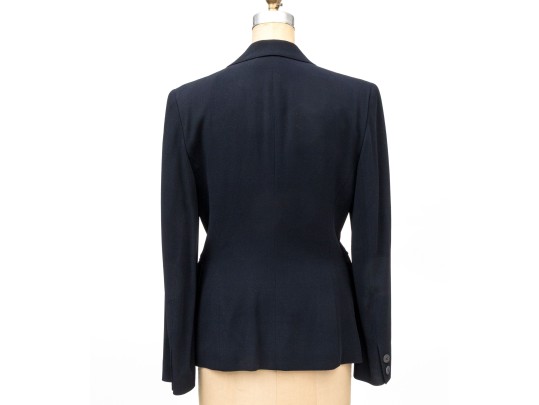 Donna Karan Vintage Classic Blue Wool Button Front Blazer, Size 8