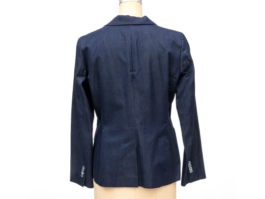 Loro Piana For Brooks Brothers Navy Blue Denim Style Button Front Blazer, Size 6