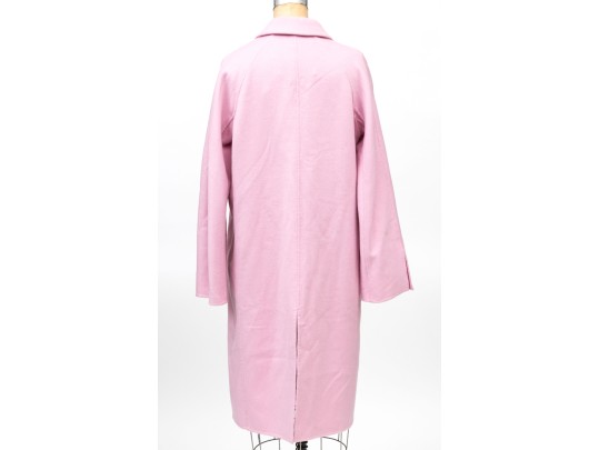 St. John Long Pink Wool Button Front Blazer/Coat, Size S