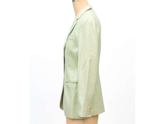 Giorgio Armani Classico Green Cashmere And Silk Three Button Blazer, Size 40