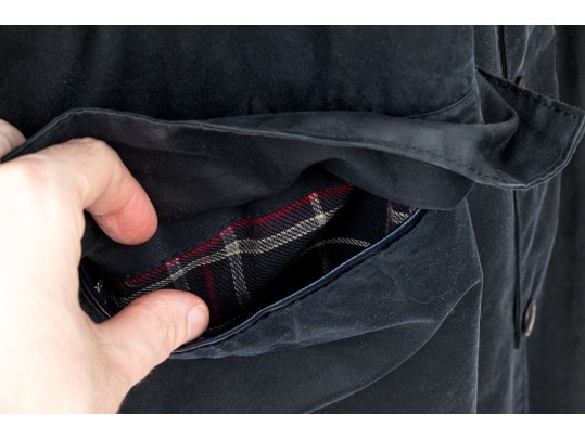 Barbour Fabulous Vintage Navy Blue Burghley Long Waxed Cotton Coat