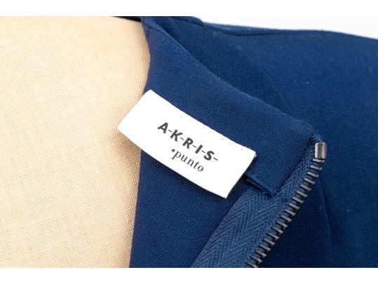 Akris Punto Blue Scalloped Motif Skirt And Top Coordinate Set, Size 8